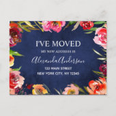 Navy Blue Waterverf Bloemen Bewegende Aankondiging (Voorkant)