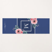Navy blue | Waterverf bloemen Monogram Yoga Mat (Voorkant (horizontaal))