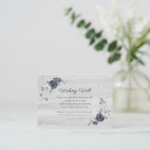 Navy Blue Waterverf Bloemen Wishing Well Bruiloft Informatiekaartje (Staand voorkant)