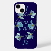 Navy Blue Waterverf Blossom Case-Mate iPhone Case (Achterkant)