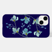Navy Blue Waterverf Blossom Case-Mate iPhone Case (Achterkant (horizontaal))