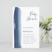Navy Blue Waterverf Boy Baby shower Invitation (Staand voorkant)