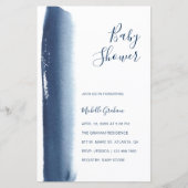 Navy Blue Waterverf Boy Baby shower Invitation (Voorkant)