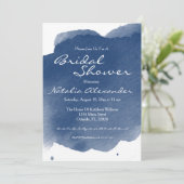 Navy Blue Waterverf Bridal Shower Kaart (Staand voorkant)