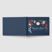 Navy blue | Waterverf bruiloft Burgundy Bloom Gastenboek (Volledig)