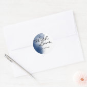 Navy Blue Waterverf Brushstroke Kaart Sticker (Envelop)