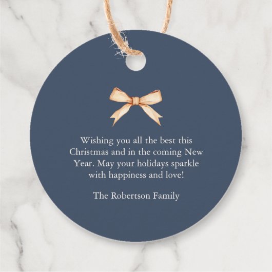 Navy Blue Waterverf Christmas Bedankjes Labels (Achterkant)
