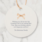 Navy Blue Waterverf Christmas Bedankjes Labels (Achterkant)