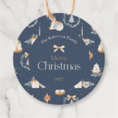Navy Blue Waterverf Christmas Bedankjes Labels (Voorkant)