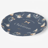 Navy Blue Waterverf Christmas Papieren Bordje (Gekanteld)