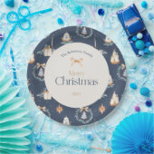 Navy Blue Waterverf Christmas Papieren Bordje (Feest)