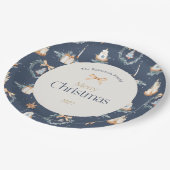 Navy Blue Waterverf Christmas Papieren Bordje (Gekanteld)