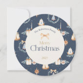 Navy Blue Waterverf Christmas Wenskaart Kaart (Voorkant)