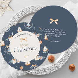 Navy Blue Waterverf Christmas Wenskaart Kaart