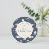 Navy Blue Waterverf Christmas Wenskaart Kaart (Staand voorkant)