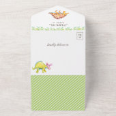 Navy Blue Waterverf Cute Dinosaurs Baby shower All In One Uitnodiging (Buitenkant)