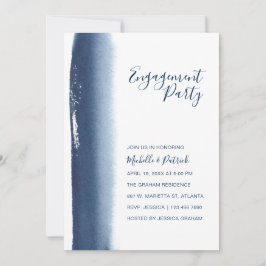 Navy Blue Waterverf Engagement Party Kaart