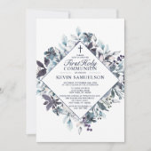 Navy Blue Waterverf First Heilige Communityjongen Kaart (Voorkant)