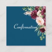 Navy Blue Waterverf Floral Confirmation Informatiekaartje (Voorkant)