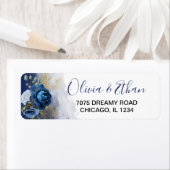 Navy Blue Waterverf Floral Etiket (Insitu)