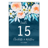 Navy Blue Waterverf Floral gepersonaliseerde bruil Kaart (Achterkant)