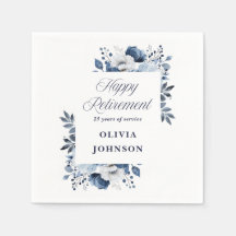 Navy Blue Waterverf Floral Retirement Party