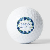 Navy Blue Waterverf Floral Wedding Favors Golf Ba Golfballen (Voorkant)