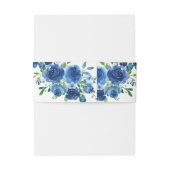 Navy Blue Waterverf Floral Wedding Uitnodigingen Wikkel (Achterkant Voorbeeld)