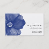 Navy Blue Waterverf Flower Visitekaartjes (Voorkant)