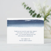 Navy Blue Waterverf Funeral Sympathie Bedankkaart (Staand voorkant)