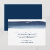 Navy Blue Waterverf Funeral Sympathie Bedankkaart (Voorkant / Achterkant)