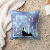 Navy Blue Waterverf Galaxy en Cat Kussen (Deken)