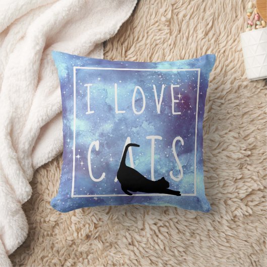 Navy Blue Waterverf Galaxy en Cat Kussen (Deken)