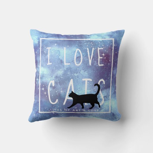 Navy Blue Waterverf Galaxy en Cat Kussen (Achterkant)