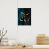 Navy Blue Waterverf & Gold Love is Sweet Treat Poster (Keuken)