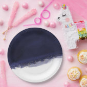 Navy Blue Waterverf & Gold Modern Chic Elegant Papieren Bordje (Feest)