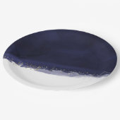 Navy Blue Waterverf & Gold Modern Chic Elegant Papieren Bordje (Gekanteld)