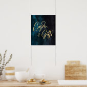 Navy Blue Waterverf & Gold Wedding Cards & Gifts Poster (Keuken)