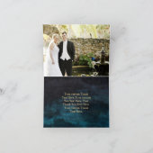 Navy Blue Waterverf & Gold Wedding Dank u Bedankkaart (Binnen)