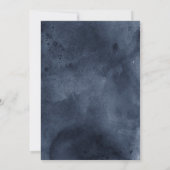 Navy Blue Waterverf & Gold Wedding Kaart (Achterkant)