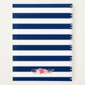 Navy Blue Waterverf Goud Roze Bloemen Huwelijk Planner (Achterkant)