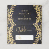 Navy Blue Waterverf & gouden zittafel nummer Plaatskaartje (Buitenkant ongevouwen)