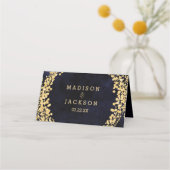 Navy Blue Waterverf & gouden zittafel nummer Plaatskaartje (Achterkant)