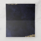 Navy Blue Waterverf & gouden zittafel nummer Plaatskaartje (Binnenkant ongevouwen)