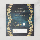 Navy Blue Waterverf & gouden zittafel nummer Plaatskaartje (Buitenkant ongevouwen)