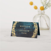 Navy Blue Waterverf & gouden zittafel nummer Plaatskaartje (Achterkant)