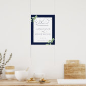 Navy Blue Waterverf Greenery Rehearsal Dinner Poster (Keuken)