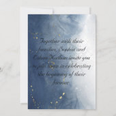 Navy Blue Waterverf huwelijksuitnodiging met goud Kaart (Achterkant)