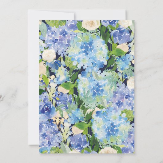 Navy Blue Waterverf hydrangea Vrijgezellenfeest Kaart (Achterkant)