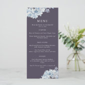 Navy Blue Waterverf Hydrangeas Wedding Menu (Staand voorkant)